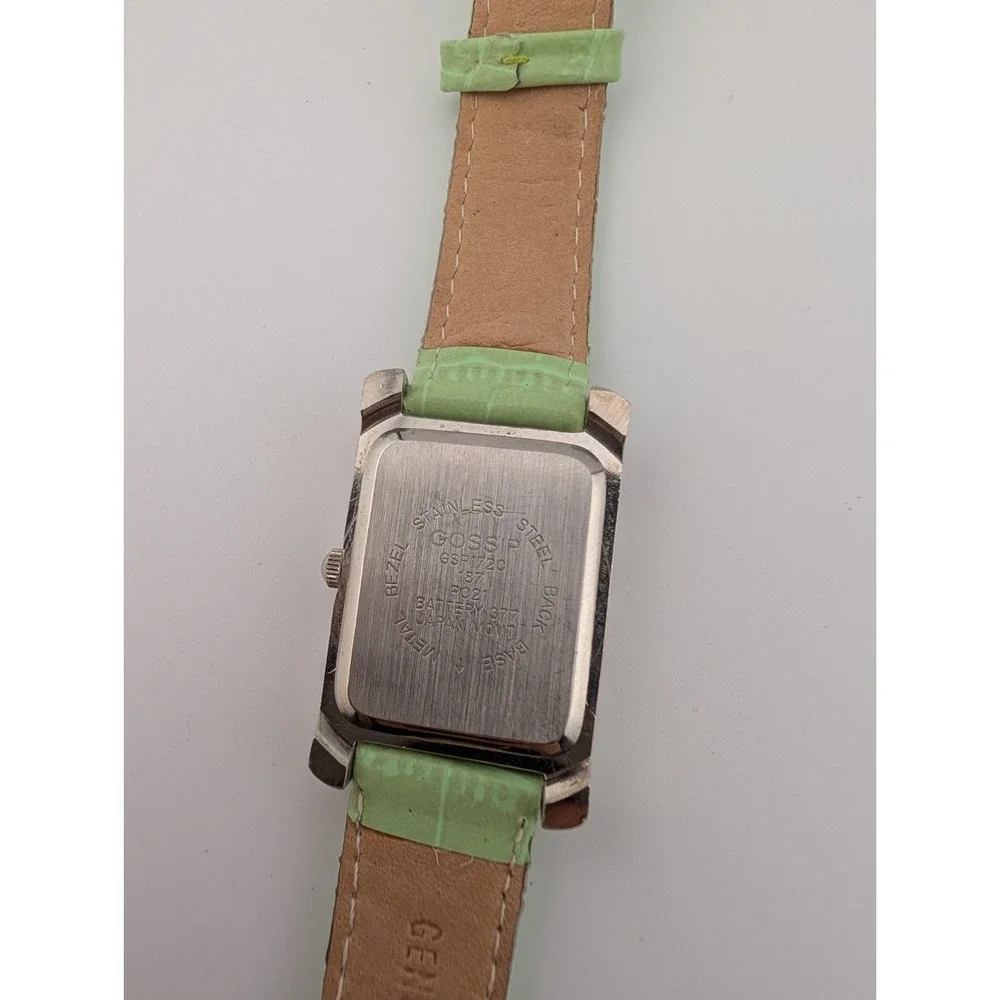 Gossip Watch Women 27mm Case MOP Dial‎ Green Leather Band- New Battery